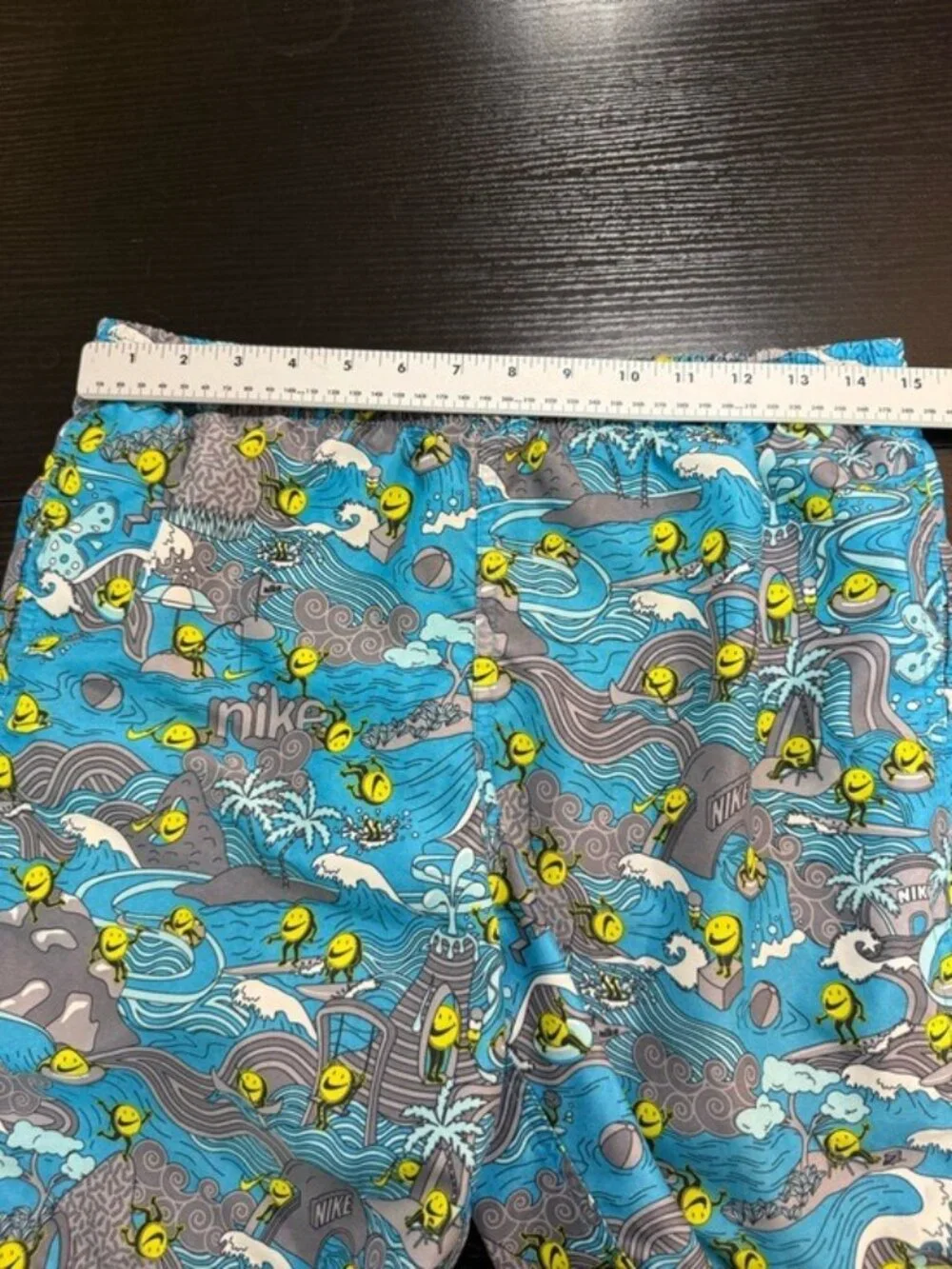 Nike Boys Pool Party 7” Volley Swim Shorts XL 158-170 Blue Smiley Face Lined
